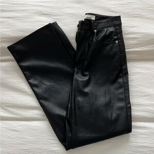Strait leg leather coated pants